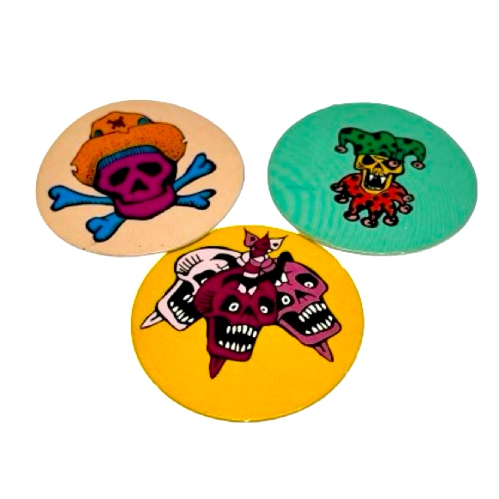 Boutique 🧲 3-Pack Vintage Repurposed Skull POG Game Piece Magnets